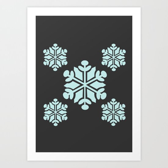 Grey Snowflakes Art Print