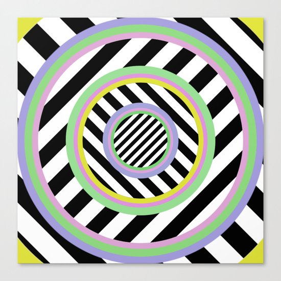 Circles, stripes and pastel colours Canvas Print
