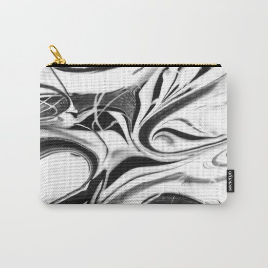 Black and white swirl - Abstract, black and white swirly, paint mix texture Carry-All Pouch