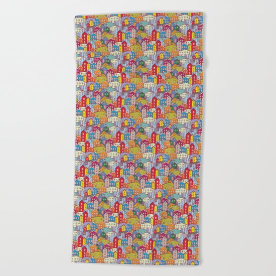 Cityscape Sketch Beach Towel