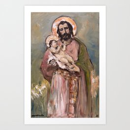 Saint Joseph with the Christ Child Art Print