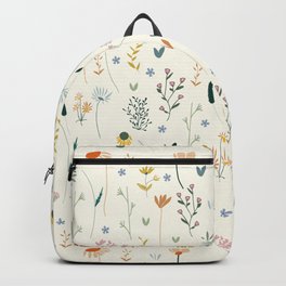 Vintage Inspired Wildflower Print Backpack | Vibrant, Feminine, Drawing, Botany, Colorful, Flowers, Bold, Trendy, Botanical, Unique 