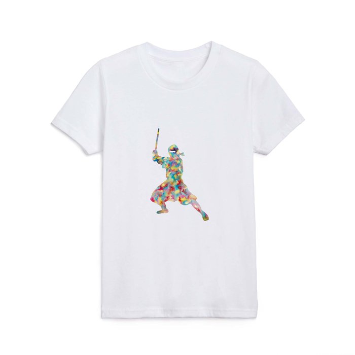 Ninja Man Watercolor Kids T Shirt