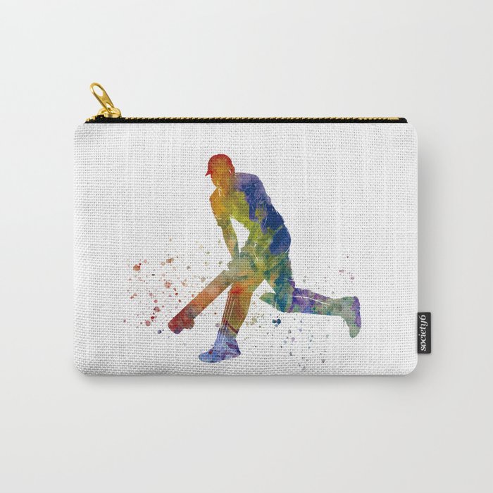 Watercolor cricket player Carry-All Pouch