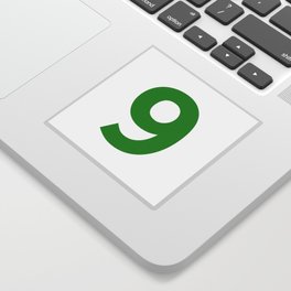 Number 9 (Green & White) Sticker