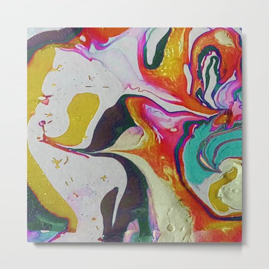 marble red&gold Metal Print