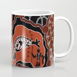 Authentic Aboriginal Art - Men Hunting Kangaroos Coffee Mug | Naidoc, Aboriginalart, Hunting, Men, Man, Authenticaboriginal, Painting, Skippy, Dots, Hogarth 