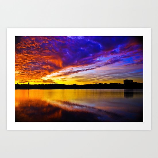 Burning Sky, Boston MA Art Print