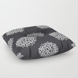 white abstract flowers asters and chrysanthemums Floor Pillow