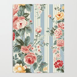 Cottage Core Flower Stripe - Cheery Disposition Poster