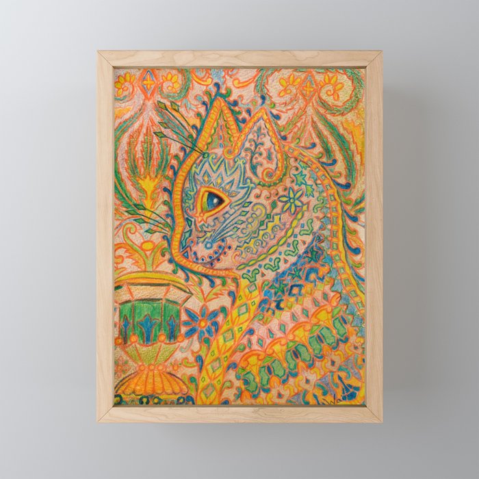 Psychedelic Cat by Louis Wain Framed Mini Art Print