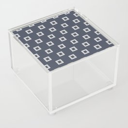 Navy Blue & Gray Geometric Scandi Squares Pattern Acrylic Box