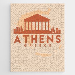 ATHENS GREECE CITY MAP SKYLINE EARTH TONES Jigsaw Puzzle