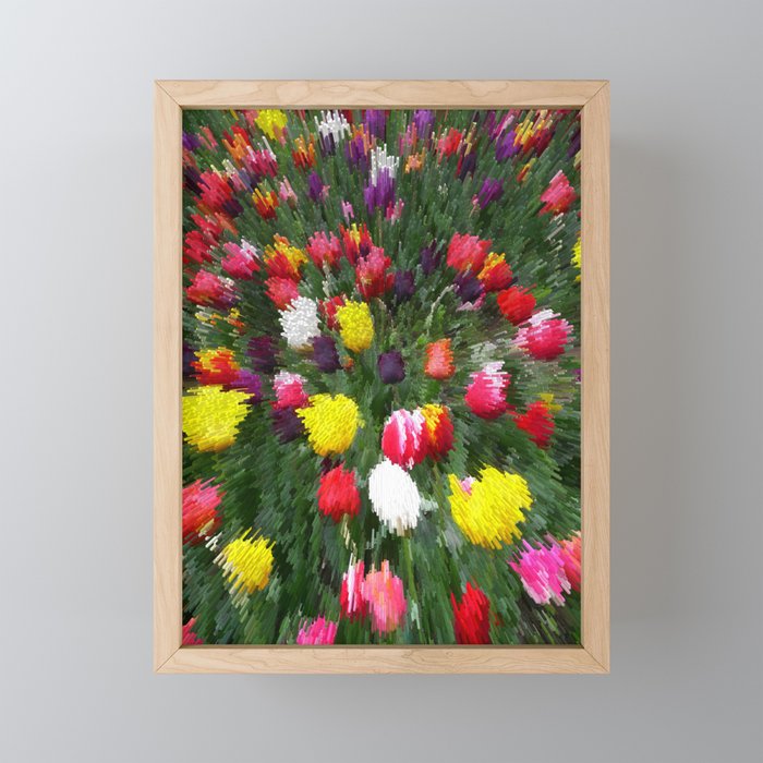 Colorful tulip garden pixel art Framed Mini Art Print