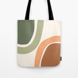 Abstract Shapes 55 in Sage Green and Terracotta (Rainbow Abstraction) Tote Bag