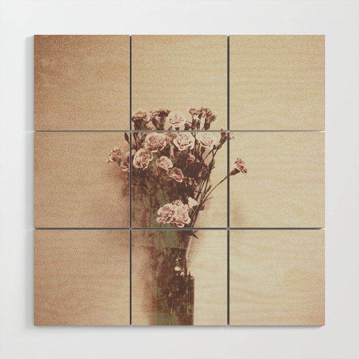 Abstract Vintage Flowers Wood Wall Art