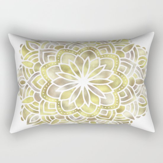 Mandala Multi Metal Yellow Gold Rectangular Pillow