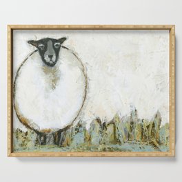 Wide Sheep in Field  Serving Tray