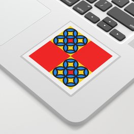 Colored Circles Red Squares "Geometric Works" Sticker