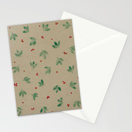 Christmas Leaves and Berries Stationery Card