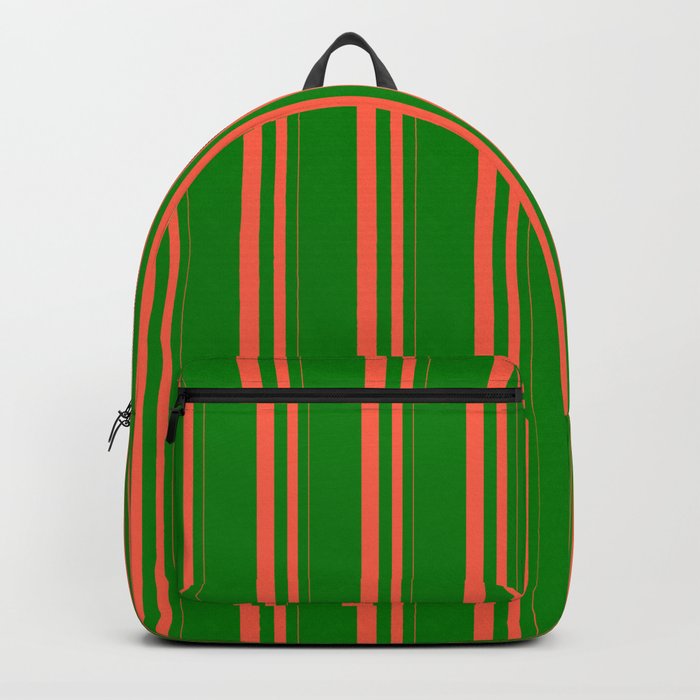 Red & Green Colored Lines Pattern Backpack