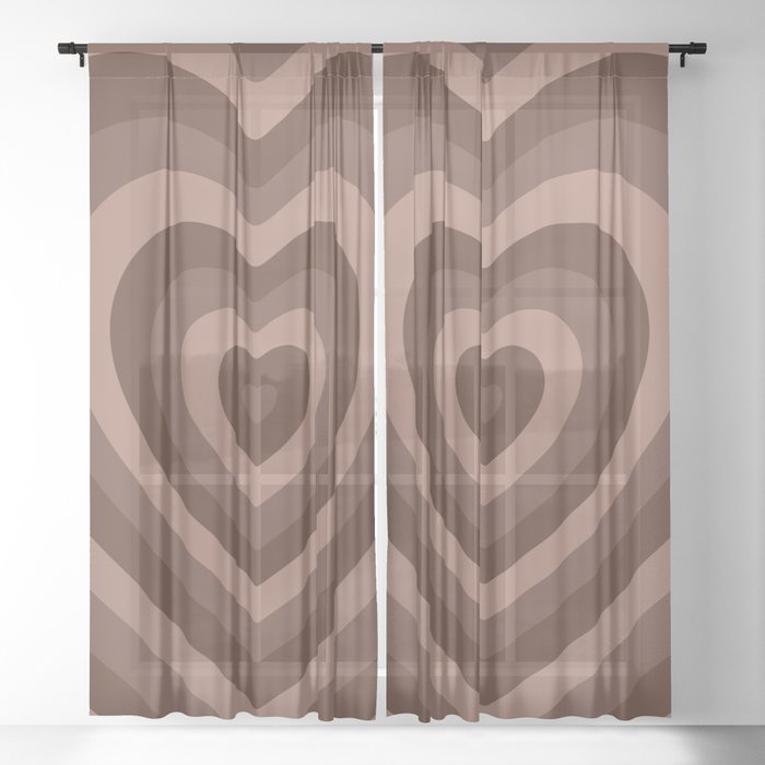 Chocolate HeartBeat Sheer Curtain