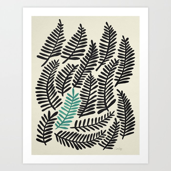 Black Fronds Art Print by Cat Coquillette | Society6