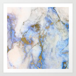 Gold And Blue Marble Art Print
