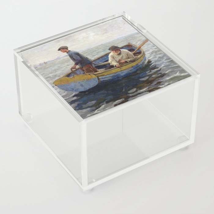 Fisherman vintage painting Acrylic Box