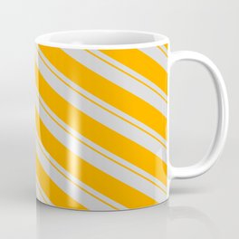 [ Thumbnail: Light Gray & Orange Colored Lines Pattern Coffee Mug ]
