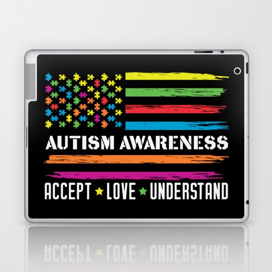 Autism Awareness Patriotic American Flag Laptop & iPad Skin