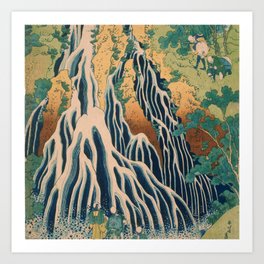 Hokusai, Pilgrims at Kirifuri Waterfall on Mount Kurokami in Shimotsuke Province Art Print