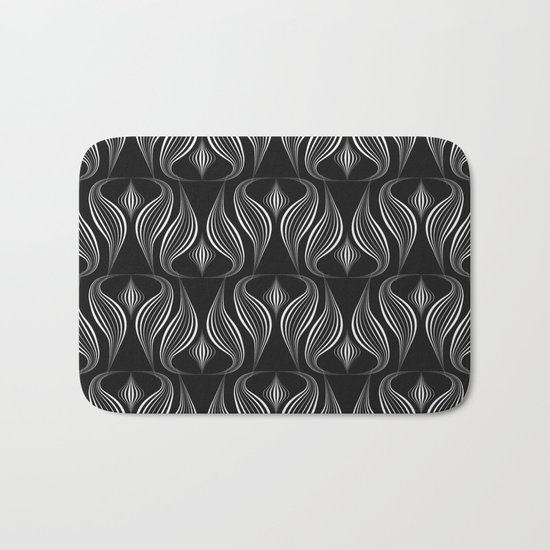 Art Deco . Black and white pattern ." Waterfall ". Bath Mat
