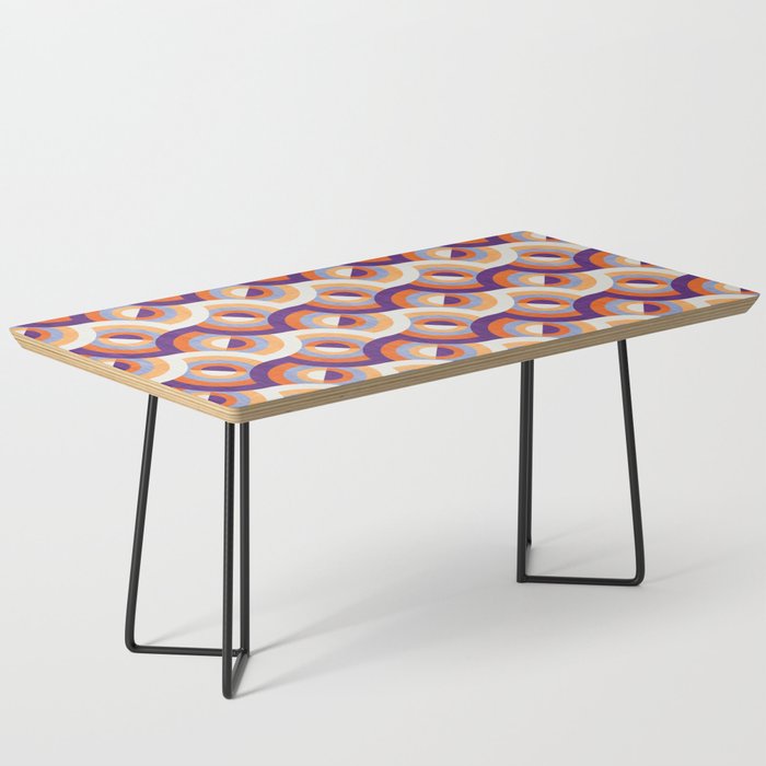 Here comes the sun // purple violet and orange 70s inspirational groovy geometric suns Coffee Table