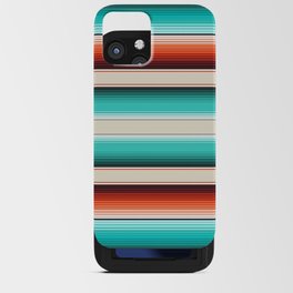 Navajo White, Turquoise and Burnt Orange Southwest Serape Blanket Stripes iPhone Card Case