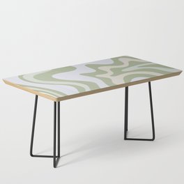 Liquid Swirl Contemporary Abstract Pattern in Light Sage Green Coffee Table