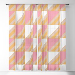 pink checkers Sheer Curtain