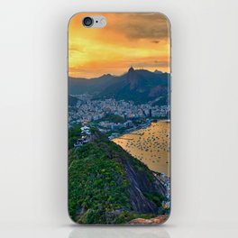 Brazil Photography - Beautiful Sunset Over Rio De Janeiro iPhone Skin