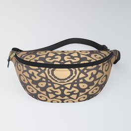 Abstract golden flower damask. Vintage luxury hand drawn illustration pattern. Art deco style. Fanny Pack