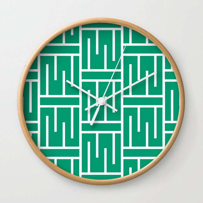 Green and White Minimal Line Pattern 3 Pairs Dunn and Edwards 2022 Trending Color Rain Forest DE5684 Wall Clock