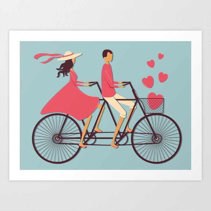 Love Couple riding on the bike Art Print