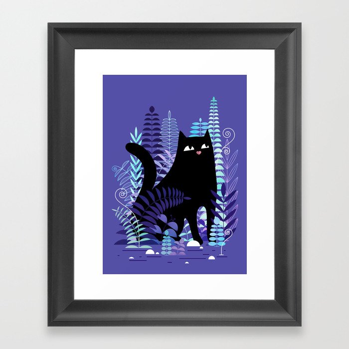 The Ferns (Black Cat Version) Framed Art Print