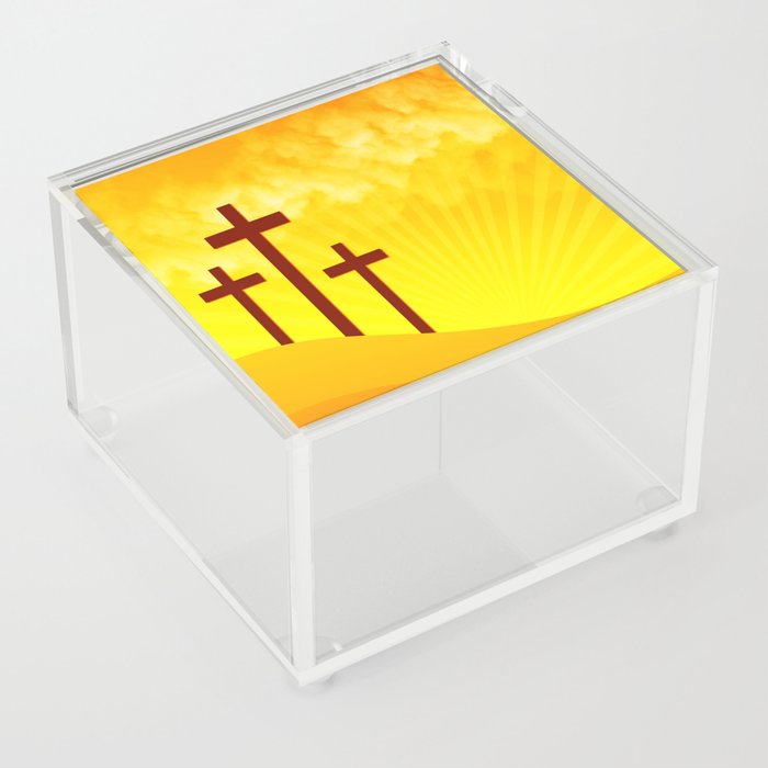 Crucifixion of Jesus Christ Sunset Acrylic Box