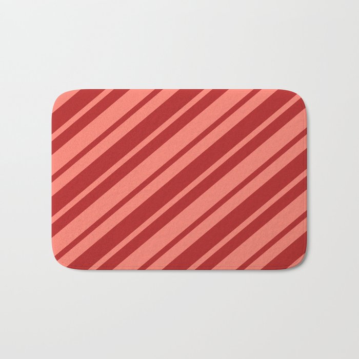 Red and Salmon Colored Lines/Stripes Pattern Bath Mat