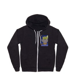colorful illustration with  owl and moon Zip Hoodie