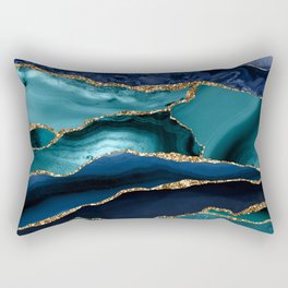 Ocean Blue Mermaid Marble Rectangular Pillow