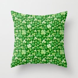 Lucky Green Watercolour Shamrock Pattern Throw Pillow