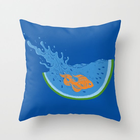 Watermelon Dive Throw Pillow