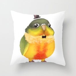 Fanciful Conure with Hat Throw Pillow