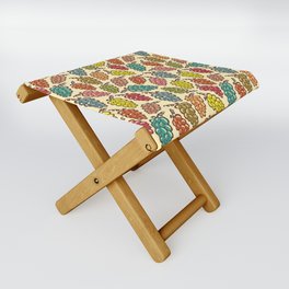 JUICY GRAPES FRESH RIPE FRUIT in RETRO MULTI-COLORS WITH BROWN Folding Stool